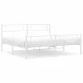 Cadre de lit métal avec tête de lit/pied de lit blanc 183x213cm