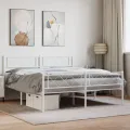 Cadre de lit métal avec tête de lit/pied de lit blanc 120x200cm