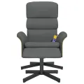 Fauteuil de massage inclinable et repose-pieds gris foncé tissu