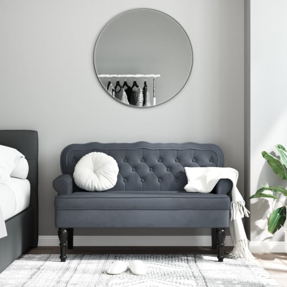 Banc avec dossier gris foncé 119,5x64,5x75 cm velours