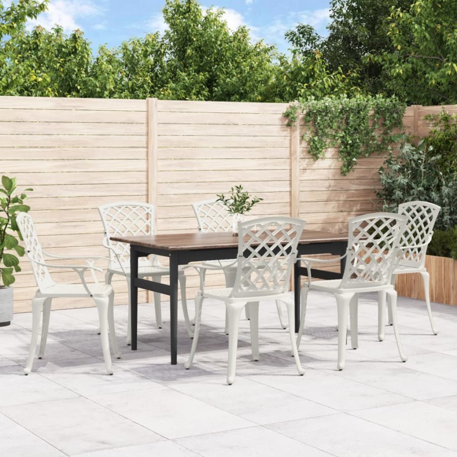 Chaises de jardin lot de 6 fonte d'aluminium blanc