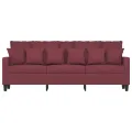 Canapé à 3 places Rouge bordeaux 180 cm Tissu