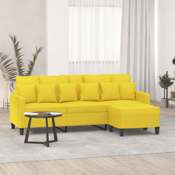 Canapé à 3 places avec repose-pieds Jaune clair 180 cm Tissu