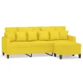 Canapé à 3 places avec repose-pieds Jaune clair 180 cm Tissu