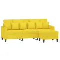 Canapé à 3 places avec repose-pieds Jaune clair 180 cm Tissu