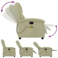 Fauteuil de massage inclinable crème cuir véritable