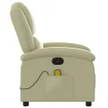 Fauteuil de massage inclinable crème cuir véritable