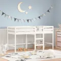 Lit mezzanine enfants échelle blanc 80x200 cm bois pin massif
