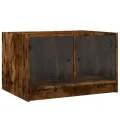 Table basse avec portes en verre chêne fumé 68x50x42 cm