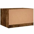 Table basse avec portes en verre chêne fumé 68x50x42 cm