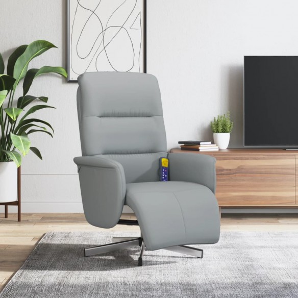 Fauteuil inclinable de massage et repose-pieds gris clair tissu