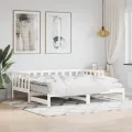 Lit de jour avec lit gigogne blanc 90x200 cm bois de pin massif