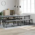 Banc à manger gris clair 248x32x45 cm acier et tissu