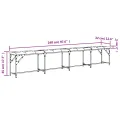 Banc à manger gris clair 248x32x45 cm acier et tissu