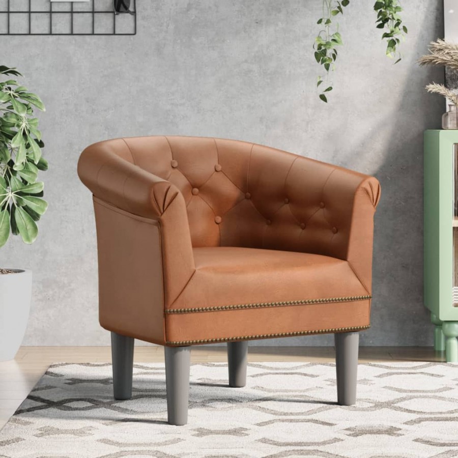 Fauteuil cabriolet marron similicuir