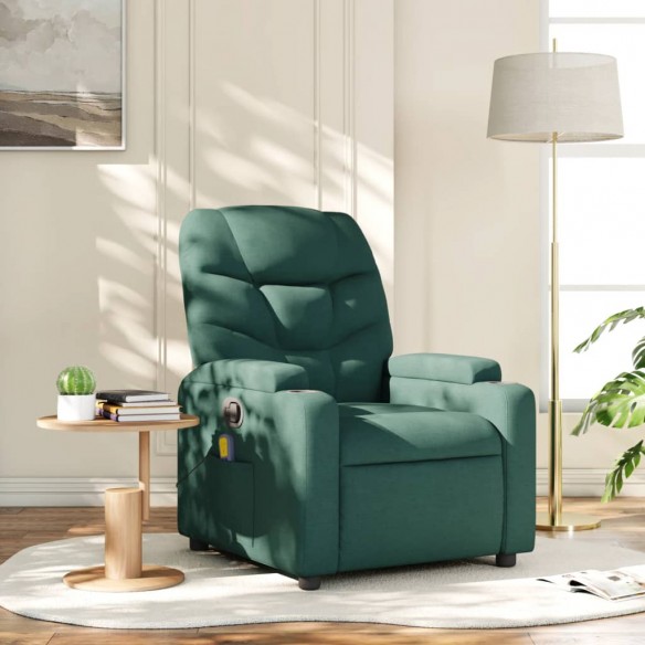 Fauteuil de massage inclinable Vert foncé Tissu