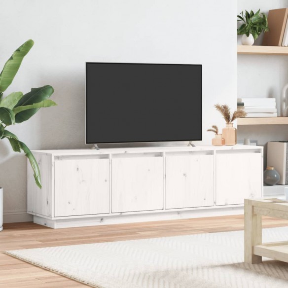 Meuble TV Blanc 156x37x45 cm Bois de pin massif