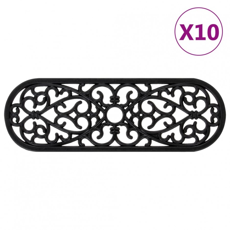 Marches d'escalier 10 pcs 25x75 cm caoutchouc