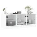 Meuble TV avec portes en verre blanc 102x37x42 cm