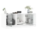 Meuble TV avec portes en verre blanc 102x37x42 cm