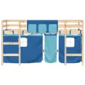 Lit mezzanine enfants et rideaux bleu 90x190cm bois pin massif