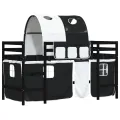 Lit mezzanine enfants et tunnel blanc/noir 90x200 cm pin massif
