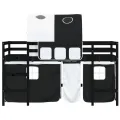 Lit mezzanine enfants et tunnel blanc/noir 90x200 cm pin massif