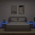 Tables de chevet avec lumières LED 2 pcs gris béton 35x39x55 cm