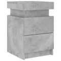 Tables de chevet avec lumières LED 2 pcs gris béton 35x39x55 cm