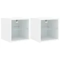 Meubles TV muraux avec lumières LED 2 pcs blanc 30x28,5x30 cm
