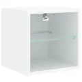 Meubles TV muraux avec lumières LED 2 pcs blanc 30x28,5x30 cm