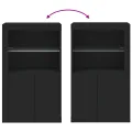Armoire latérale avec lumières LED noir bois d'ingénierie