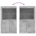 Armoire latérale avec lumières LED gris béton bois d'ingénierie