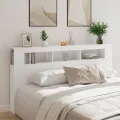 Tête de lit à LED blanc 200x18,5x103,5 cm bois d'ingénierie