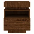 Armoire de chevet avec lumières LED chêne marron 40x39x48,5 cm