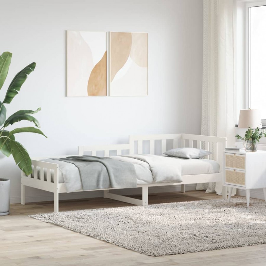 Lit de jour Blanc 80x200 cm Bois de pin massif