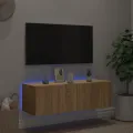 Meuble TV mural avec lumières LED chêne sonoma 100x35x31 cm