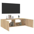 Meuble TV mural avec lumières LED chêne sonoma 100x35x31 cm