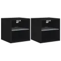 Meubles TV muraux avec lumières LED 2 pcs noir 30x28,5x30 cm