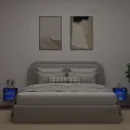 Meubles TV muraux avec lumières LED 2 pcs noir 30x28,5x30 cm