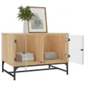 Table basse avec portes en verre chêne sonoma 68,5x50x50 cm