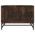 Table basse avec portes en verre chêne fumé 68,5x50x50 cm