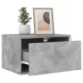Tables de chevet murales avec lumières LED 2 pcs gris béton