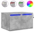Tables de chevet murales avec lumières LED 2 pcs gris béton