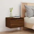 Table de chevet murale avec lumières LED chêne marron