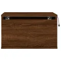 Table de chevet murale avec lumières LED chêne marron
