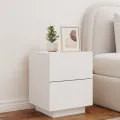 Armoire de chevet avec lumières LED blanc bois d'ingénierie