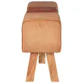 Banc de gymnastique marron 160 cm cuir véritable et toile