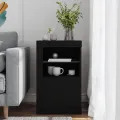 Armoire latérale avec lumières LED noir bois d'ingénierie