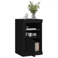 Armoire latérale avec lumières LED noir bois d'ingénierie